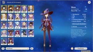 Conta Genshin Impact AR56 100% F2P - Mona c3, Xiao c1