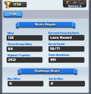 CONTA NV7 CR ARENA 6 c/ CARTAS DE ARENA 8 +CV6 NO DEFENSE - Clash Royale