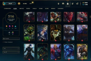 Unranked com TODOS os champs e 316 Skins + 1 Rara + 2800 RP - League of Legends LOL