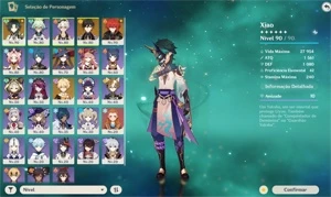 Conta Genshin AR 53 -> xiao diluc zhongli e mona - Genshin Impact