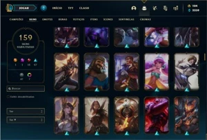Conta bronze 1 com 130 Champs e 159 Skins - League of Legends LOL