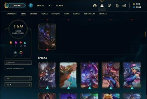 Conta bronze 1 com 130 Champs e 159 Skins - League of Legends LOL