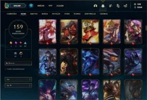 Conta bronze 1 com 130 Champs e 159 Skins - League of Legends LOL