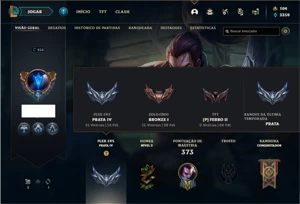Conta bronze 1 com 130 Champs e 159 Skins - League of Legends LOL