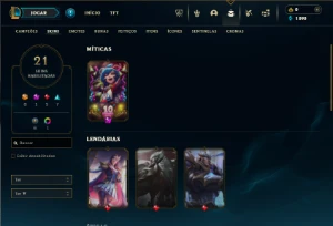 Esmeralda 2 com 40 Champs e 21 Skins + 4 Fragmentos - League of Legends LOL