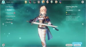 Conta com a personagem 5 estrelas Jean. AR7 - Genshin Impact