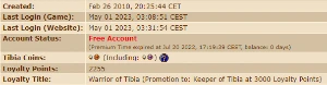 Conta com 30% Loyalty Tibia