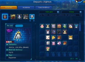 Conta c Susanoomon Shin 6 136,99% DB e ACCs top- LADMO OMEGA - Digimon Masters Online