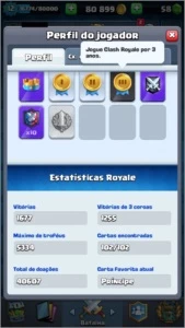Conta lvl 12 com todas cartas do jogo e 3 anos de jogo. - Clash Royale