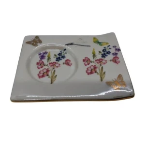 Xícara de Porcelana com Pires - Borboleta e Ouro - Artesanato e Personalizados