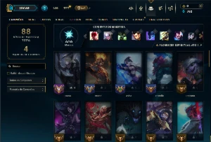 Contra Prata 4 com 55 Champs e 19 Skins - League of Legends LOL