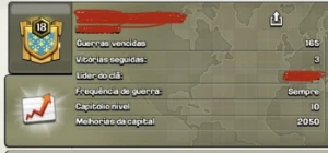 Clã Clash of Clans nv18 Cap10