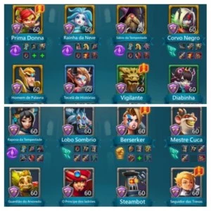 Conta t4 com 300k de gemas, 2 skins de castelo top - Lords Mobile