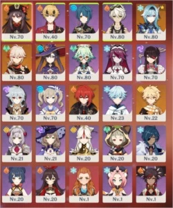 hutao, kazuha, eula, mona c1 e diluc 2 armas t5 - Genshin Impact