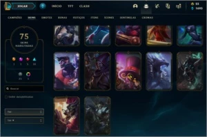 CONTA PLATINA 75 SKINS LEVEL 280+ QUASE FULL CHAMPS - League of Legends LOL