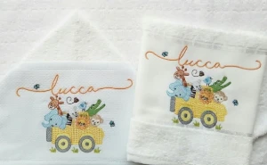 Kit Bebê com Toalha de Capuz sem Forro e Toalha de Boca - Artesanato e Personalizados
