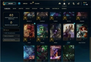 Conta platina 1 com 4 Skins e 24 Champs + 12 Espolios - League of Legends LOL