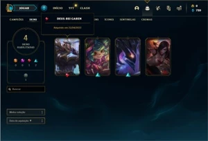 Conta platina 1 com 4 Skins e 24 Champs + 12 Espolios - League of Legends LOL
