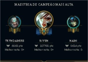CONTA LOL PRATA 3 | M7 100K Riven | 2 skin(1 épica) - League of Legends