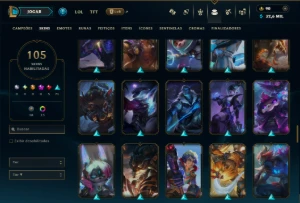 Unranked com TODOS os Champs e 105 Skins ( ADC / SUP ) - League of Legends LOL