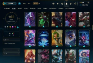 Unranked com TODOS os Champs e 105 Skins ( ADC / SUP ) - League of Legends LOL