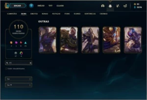 Conta platina 4 com 152 champs e 110 skins ( 5 vitoriosas ) - League of Legends LOL