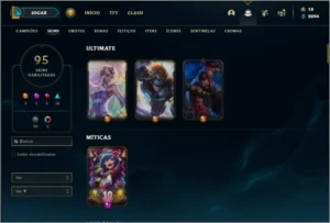 Conta ouro 1 com 150 champs e 95 skins ( 3 Ultimates ) - League of Legends LOL