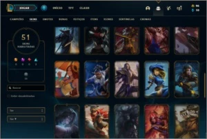 Conta unranked com 51 skins e 122 champs - League of Legends LOL