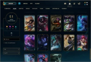 Conta unranked com 51 skins e 122 champs - League of Legends LOL