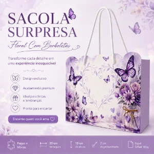 Kit 15 Sacolinhas Flores e Borboletas - Pegue e Monte - Artesanato e Personalizados