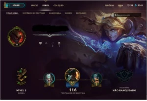Conta para smurfar, sem rank, nível 33, 26 campeões, 4 skins - League of Legends LOL