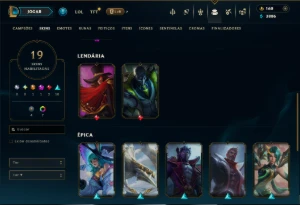 Mestre com 90 Champs e 19 Skins +1 Prestigio - League of Legends LOL