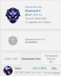 Conta diamante 4 56% de win rate lvl 42 - League of Legends LOL