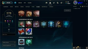 Conta platina 1 da season 2 com TODOS os champs e 213 skins - League of Legends LOL