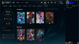 Conta platina 1 da season 2 com TODOS os champs e 213 skins - League of Legends LOL