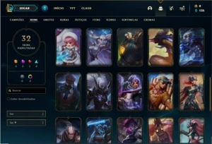 Conta ouro 1 com 54 Champs e 32 Skins + 3 Fragmentos - League of Legends LOL
