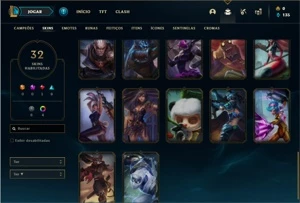 Conta ouro 1 com 54 Champs e 32 Skins + 3 Fragmentos - League of Legends LOL