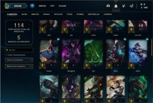 Conta ouro 1 com 54 Champs e 32 Skins + 3 Fragmentos - League of Legends LOL