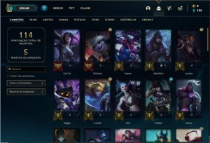 Conta ouro 1 com 54 Champs e 32 Skins + 3 Fragmentos - League of Legends LOL