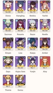 Conta end game AR 56 - Ayaka c1 bis + Eula c1 Bis + Biss - Genshin Impact