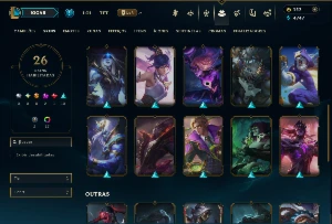 Conta Diamante 3 com 55 Champs e 26 Skins +2 Prestigios - League of Legends LOL