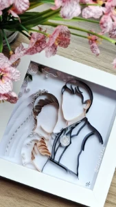 Quadro Silhueta de Casal em Quilling 15 x 15 cm - Artesanato e Personalizados