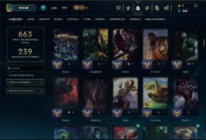 Prata 4 com TODOS os Champs e 269 Skins ( TOP / SUP / JG ) - League of Legends LOL