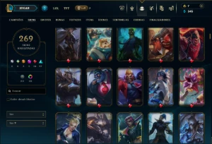 Prata 4 com TODOS os Champs e 269 Skins ( TOP / SUP / JG ) - League of Legends LOL
