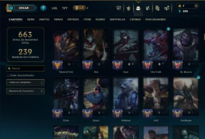 Prata 4 com TODOS os Champs e 269 Skins ( TOP / SUP / JG ) - League of Legends LOL