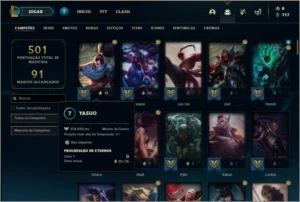 Conta ouro 4 com 428k de Yasuo, 113 champs e 168 skins - League of Legends LOL
