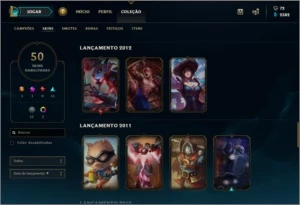ACC Diamante MUITAS SKINS E CAMPEOES!!ICONES DA SEASON 4 E 5 - League of Legends LOL