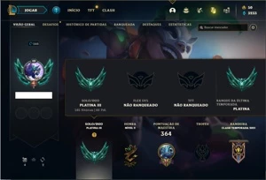 Conta platina 3 com 133 Champs e 58 Skins - League of Legends LOL