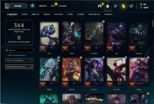 Conta platina 3 com 133 Champs e 58 Skins - League of Legends LOL