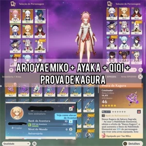 Conta Genshin Impact ar10 Yae Miko+Prova de Kagura+Ayaka